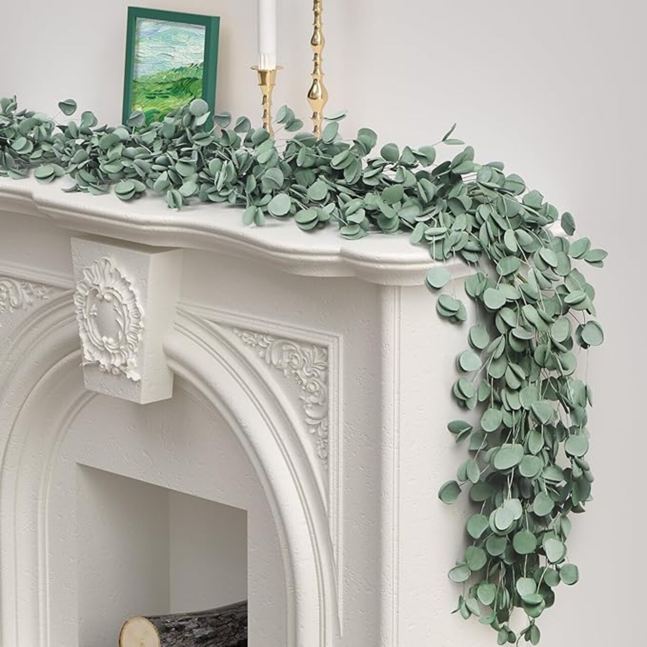 Eucalyptus Garland for Mantle, 6Ft Artificial Spring Garland for Table Centerpiece All Year Round Home Decor,Faux Greenery Garland for Indoor Outdoor Farmhouse Wedding Staircase Floral Decor.